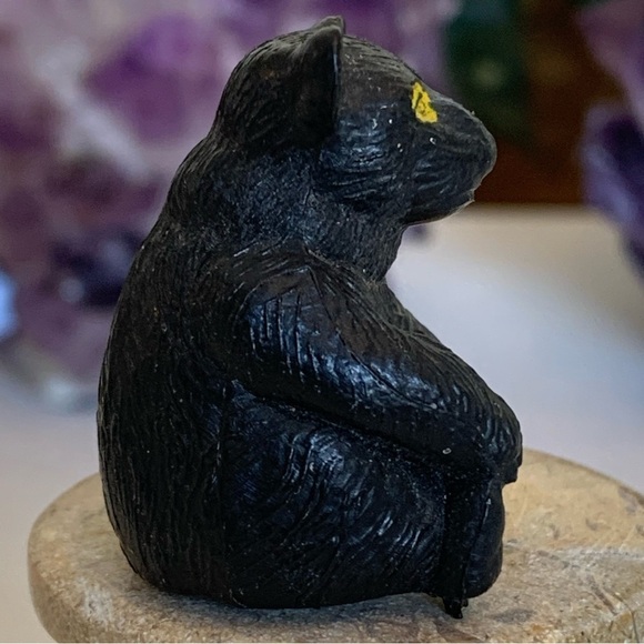 Vintage Black Forest Bear W Yellow Eyes Plastic Figure Toy JC Hong Kong 1 3/8" - Picture 3 of 11